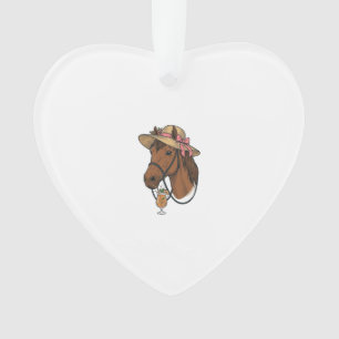 Vintage Horse Cocktail Summer Hat Illustration Ornament