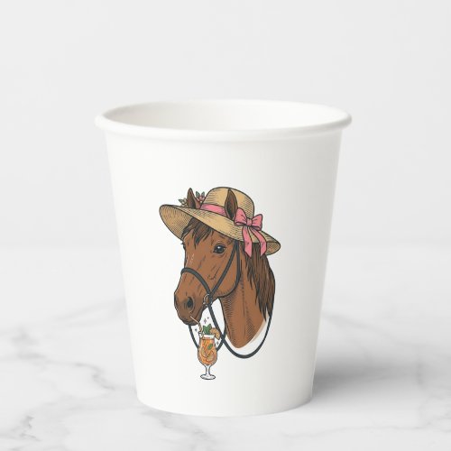 Vintage Horse Cocktail Summer Hat Illustration Paper Cups