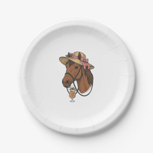 Vintage Horse Cocktail Summer Hat Illustration Paper Plates