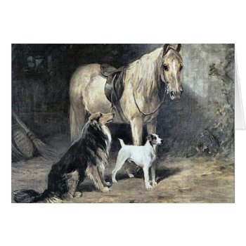 Vintage - Horse & Dogs Waiting For Master  by AsTimeGoesBy at Zazzle