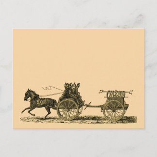 Vintage Horse Drawn Fire Engine Illustration Postcard