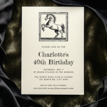 Vintage Horse Equestrian Adult 40th Birthday Party