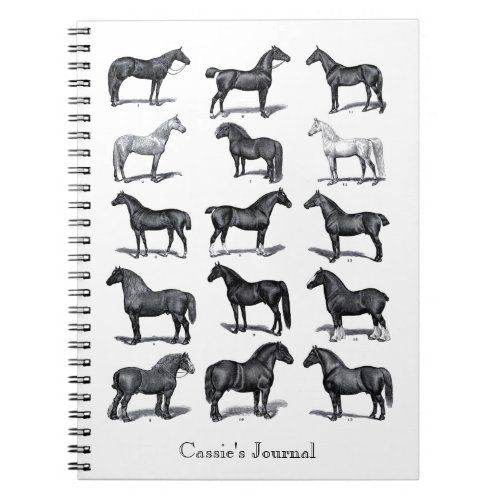 Vintage horse equestrian rider personalized notebook