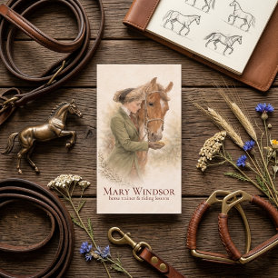 Vintage Horse Equestrian Riding Lady Business Card