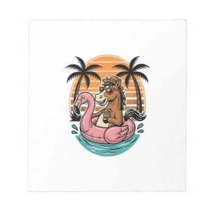 Vintage Horse Flamingo Float Summer Vacation Desig Notepad