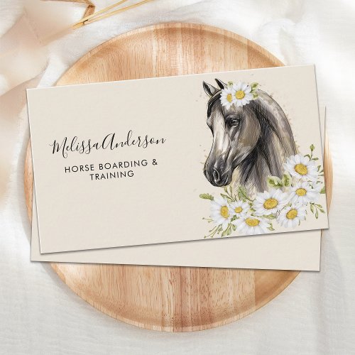 Vintage Horse Floral Personalized Equestrian   Business Card