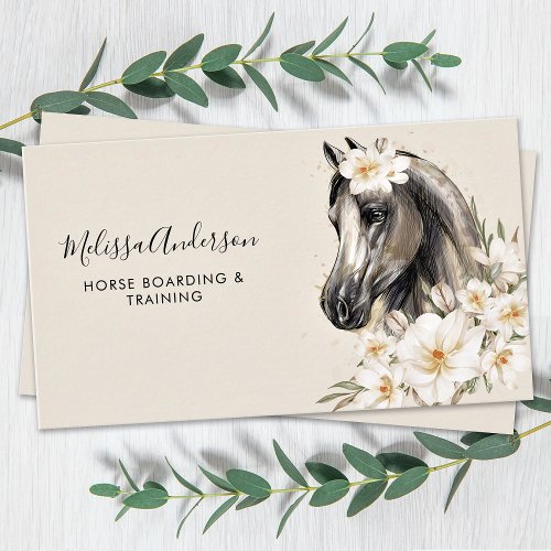 Vintage Horse Flowers Personalized Equestrian Business Card
