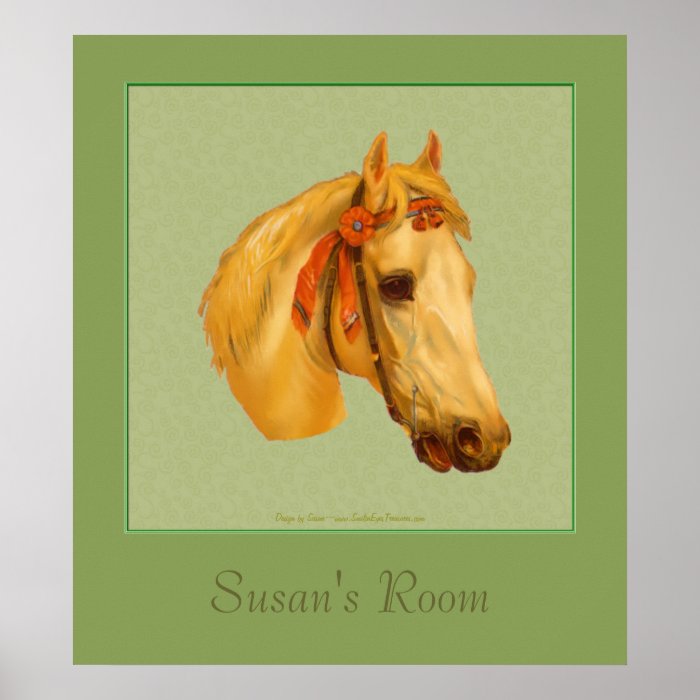 Vintage Horse Head Kids Room Personalized Poster