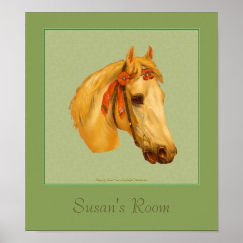 Vintage Horse Head Kids Room Personalized Poster