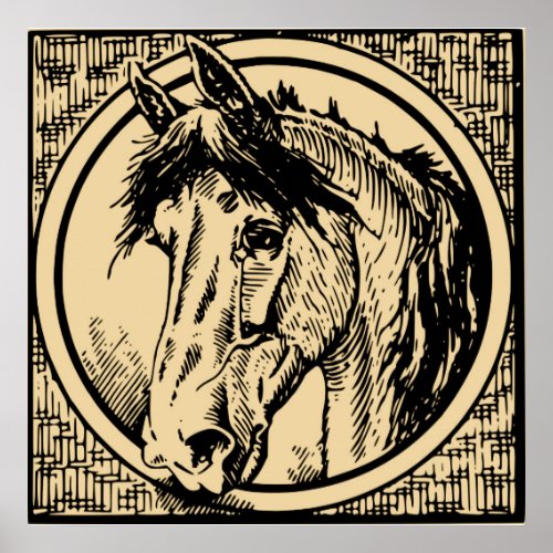 Vintage Horse Head Sketch Poster