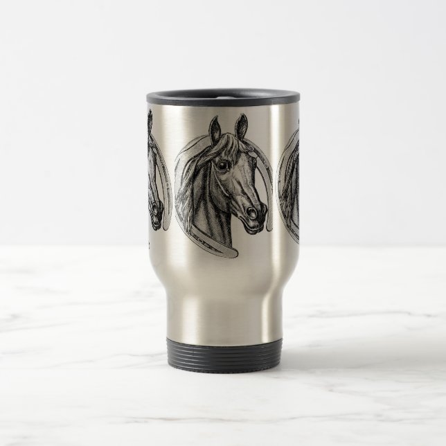 Vintage Horse & Horseshoe SS Travel Mug (Center)