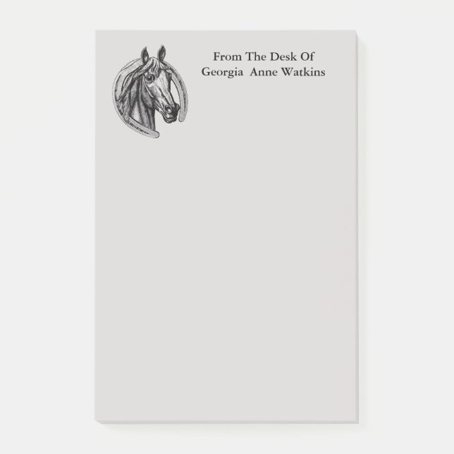 Vintage Horse Monogram Post-it Notes (Front)