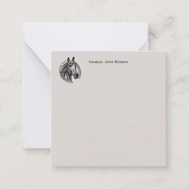 Vintage Horse Monogrammed Note Card (Front)
