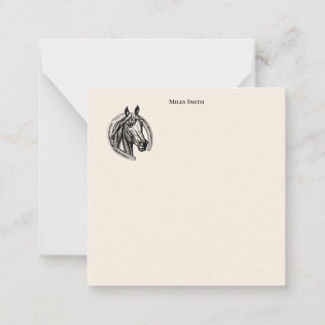 Vintage Horse Monogrammed Note Card (Front)
