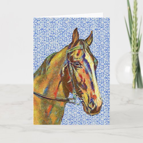 Vintage Horse on Pattern 2 Art Note Card