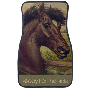 Vintage Horse Painting - Ready To Ride Car Mat