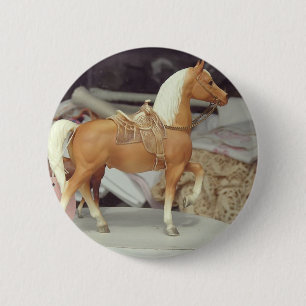 Vintage horse, Palomino in plastic Pinback Button