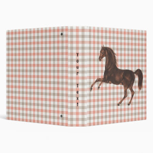 Vintage Horse Plaid Art Personal Notebook 3 Ring Binder