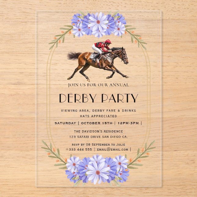 Vintage Horse Race Jockey Derby Party Invitation (Front)