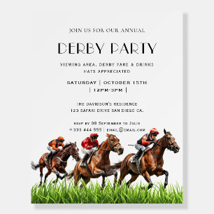 Vintage Horse Race Jockey Derby Party Invitation Foam Board