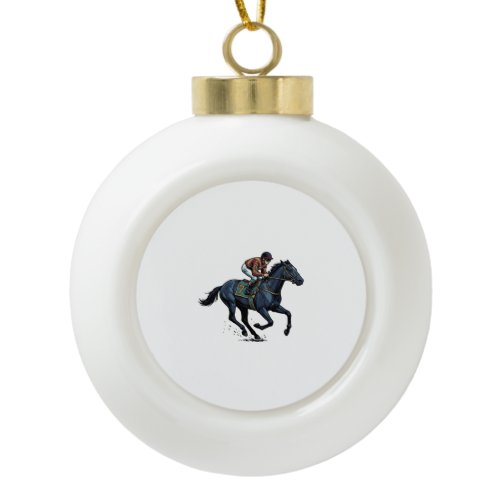 Vintage Horse Racing Jockey Vector Design_1 Ceramic Ball Christmas Ornament
