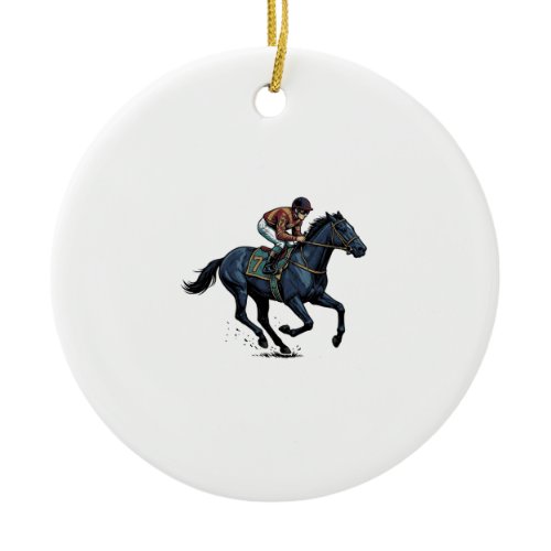 Vintage Horse Racing Jockey Vector Design_1 Ceramic Ornament