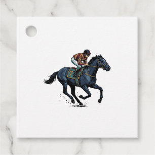 Vintage Horse Racing Jockey Vector Design_1 Favor Tags