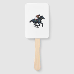 Vintage Horse Racing Jockey Vector Design_1 Hand Fan