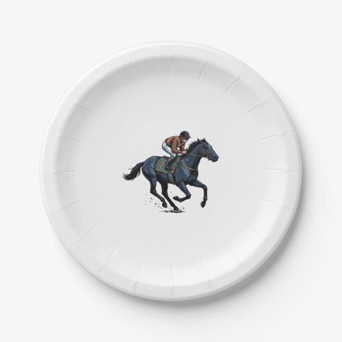 Vintage Horse Racing Jockey Vector Design_1 Paper Plates