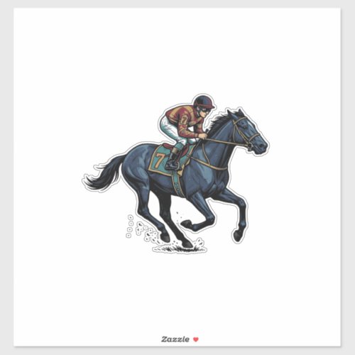 Vintage Horse Racing Jockey Vector Design_1 Sticker