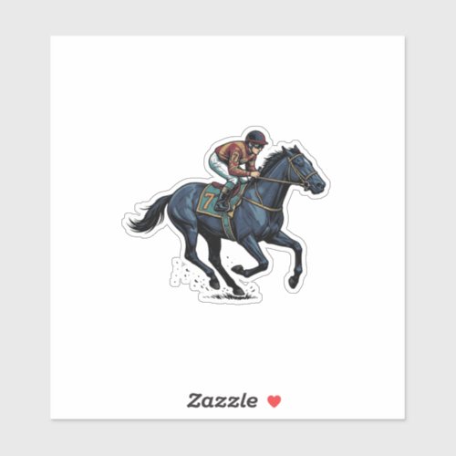 Vintage Horse Racing Jockey Vector Design_1 Sticker