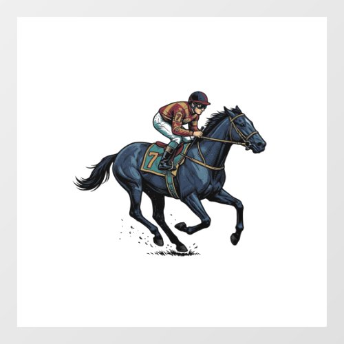 Vintage Horse Racing Jockey Vector Design_1 Window Cling