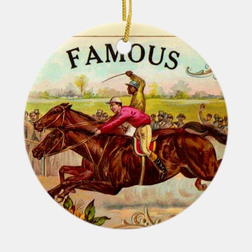 Vintage Horse Racing Thrill of the Race Ceramic Ornament