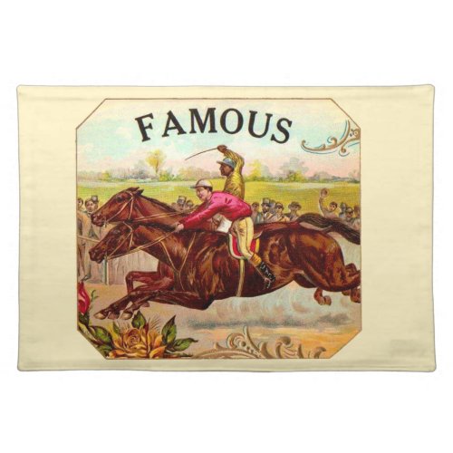 Vintage Horse Racing Thrill of the Race Cloth Placemat