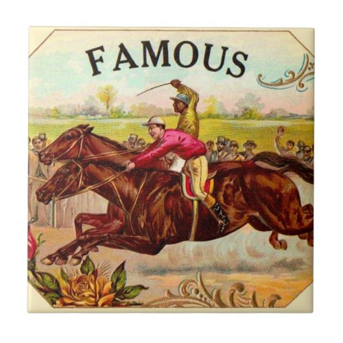 Vintage Horse Racing Thrill of the Race Tile