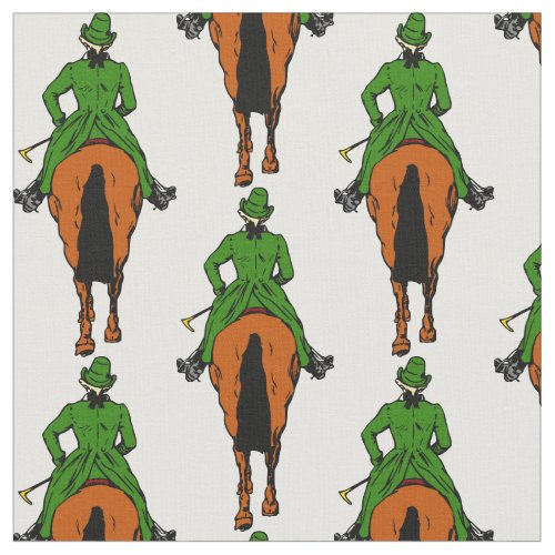 Vintage Horse Rider Green Coat Fabric
