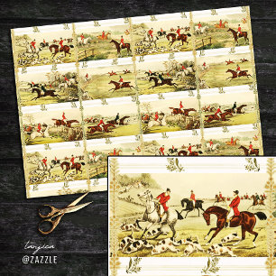 Vintage Horse Riders and Hounds Hunting Tissue Paper