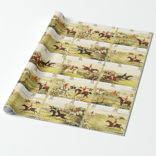 Vintage Horse Riders and Hounds Hunting Wrapping Paper