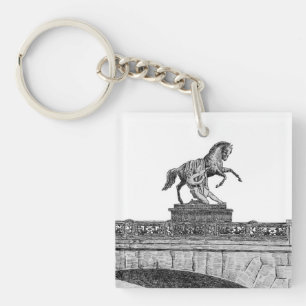 Vintage horse sculpture on Anichkov bridge Keychain