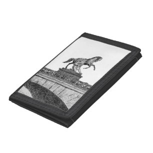 Vintage horse sculpture on Anichkov bridge Tri-fold Wallet
