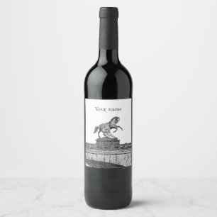 Vintage horse sculpture on Anichkov bridge Wine Label