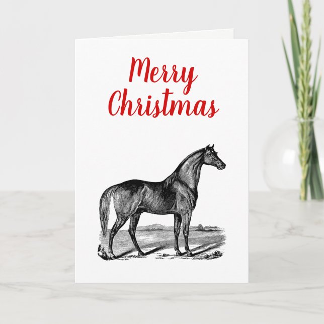 Vintage Horse Standing Holiday Card (Front)
