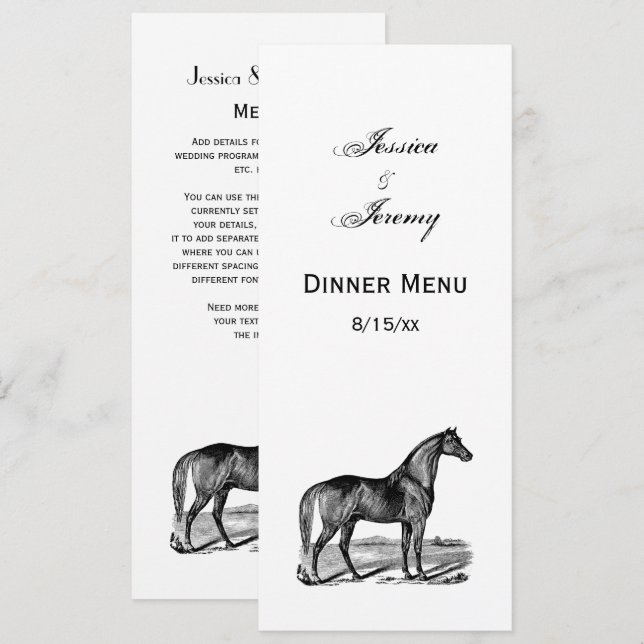 Vintage Horse Standing Invitation (Front/Back)