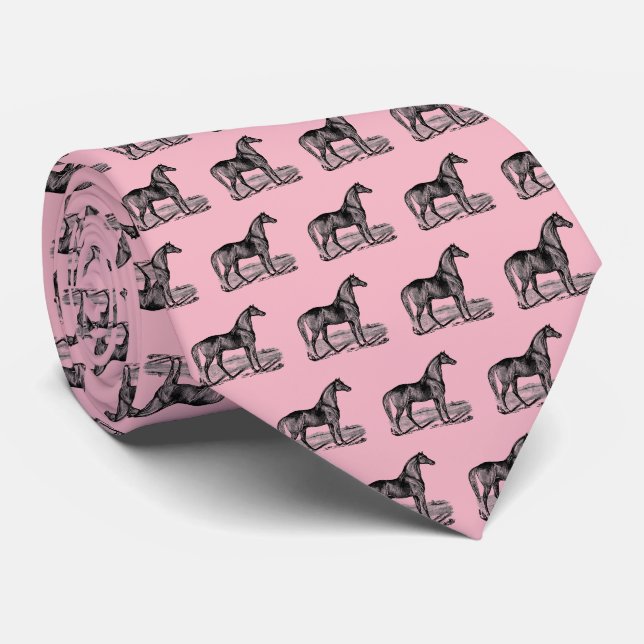 Vintage Horse Standing Neck Tie (Rolled)