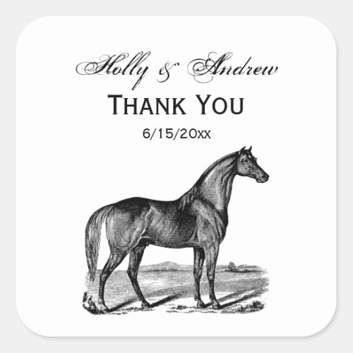 Vintage Horse Standing Square Sticker