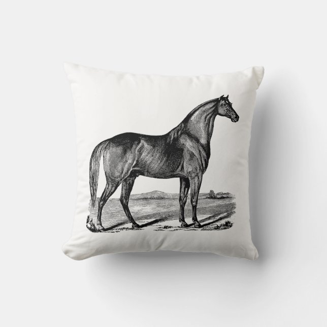 Vintage Horse Standing Throw Pillow (Front)