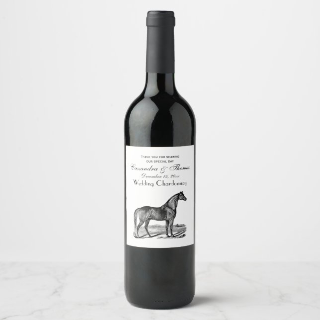 Vintage Horse Standing Wine Label (Front)