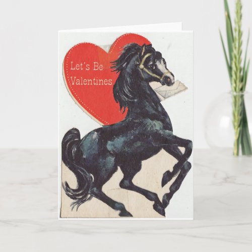 Vintage Horse Valentine Holiday Card
