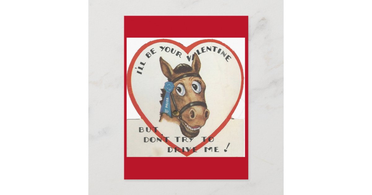Vintage Horse Valentine Holiday Postcard | Zazzle