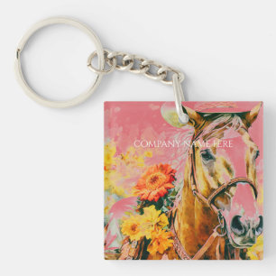vintage horse wearing cowboy hat keychain